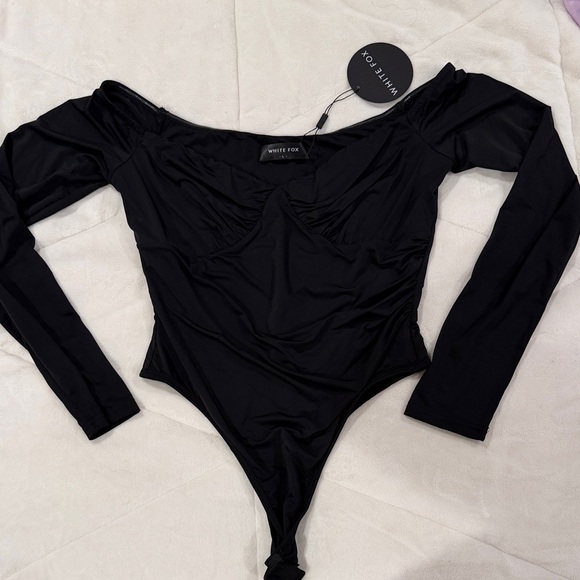 White Fox Boutique Tops - White Fox Boutique Black off shoulder Long Sleeve Bodysuit